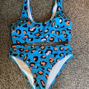 Blue Animal Print Women's Bikini Set